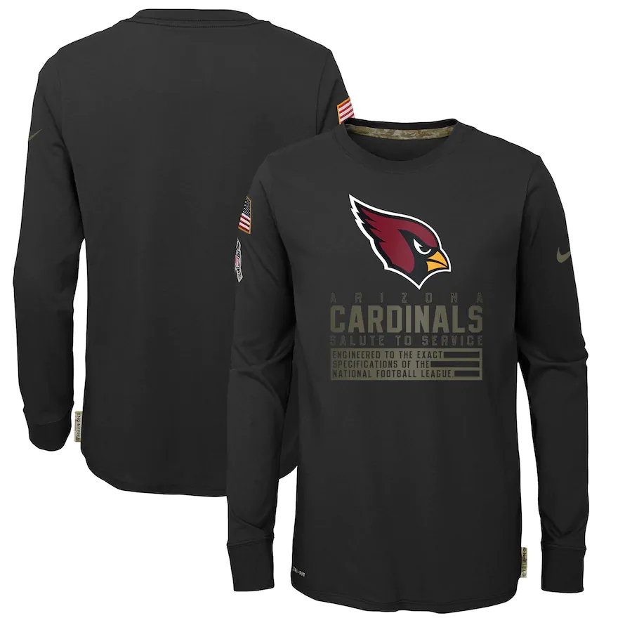 Nike Arizona Cardinals Youth Black Salute to Service Long Sleeve TShirt->nfl t-shirts->Sports Accessory